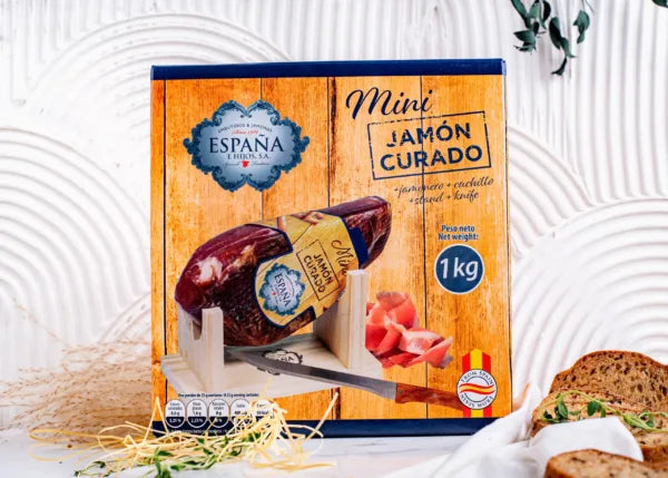 Kit Mini Jamón Curado Selección + Jamonero y Cuchillo