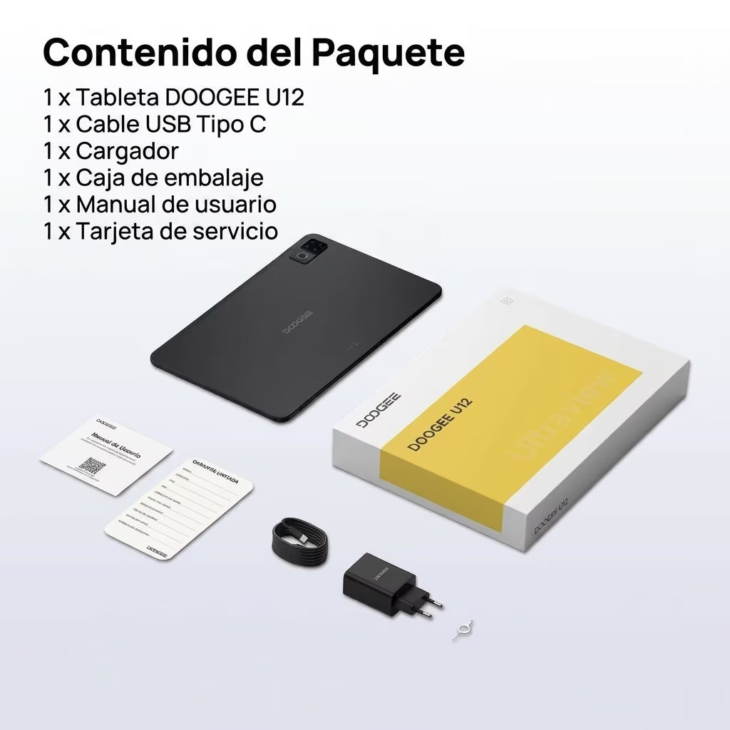 【Última versión de Android 16】Tablet DOOGEE U12 VIP con Android 16, pantalla de 12 pulgadas, 24 GB de RAM + 128 GB de almacenamiento ampliable hasta 2 TB, Gemini AI, teclado y lápiz incluidos, batería de 9000 mAh con carga de 18 W, cámaras de 13 MP +