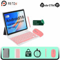 PRITOM tableta de 10,1″ con Android 16 – 16 GB de RAM y 64 GB de almacenaje, funda con teclado incluida, batería de 6000 mAh, doble configuración de cámaras, ideal para estudio y tareas diarias