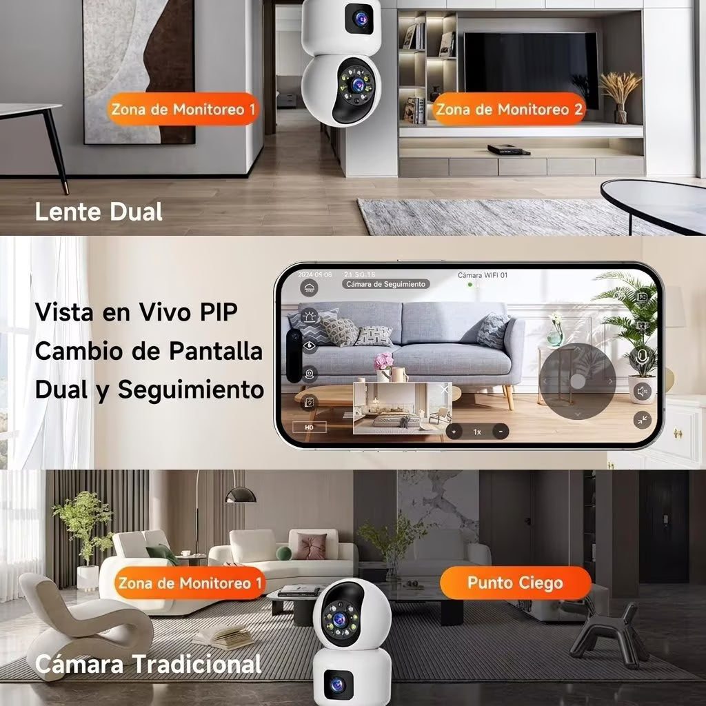Cámara de seguridad inteligente 3 MP 2K, monitor para bebés y cámara para mascotas, visión nocturna a color, detección de movimiento, instalación fácil, almacenamiento en la nube o tarjeta SD.