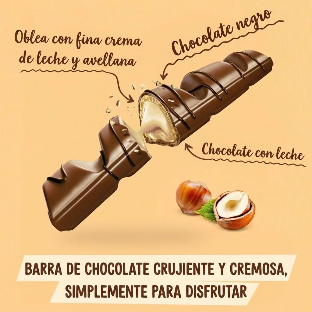 Kinder Bueno Chocolate con leche y crema de avellanas 30*43g,Kinder Bueno White ,Caja de 30 unidades,Barritas de Chocolate