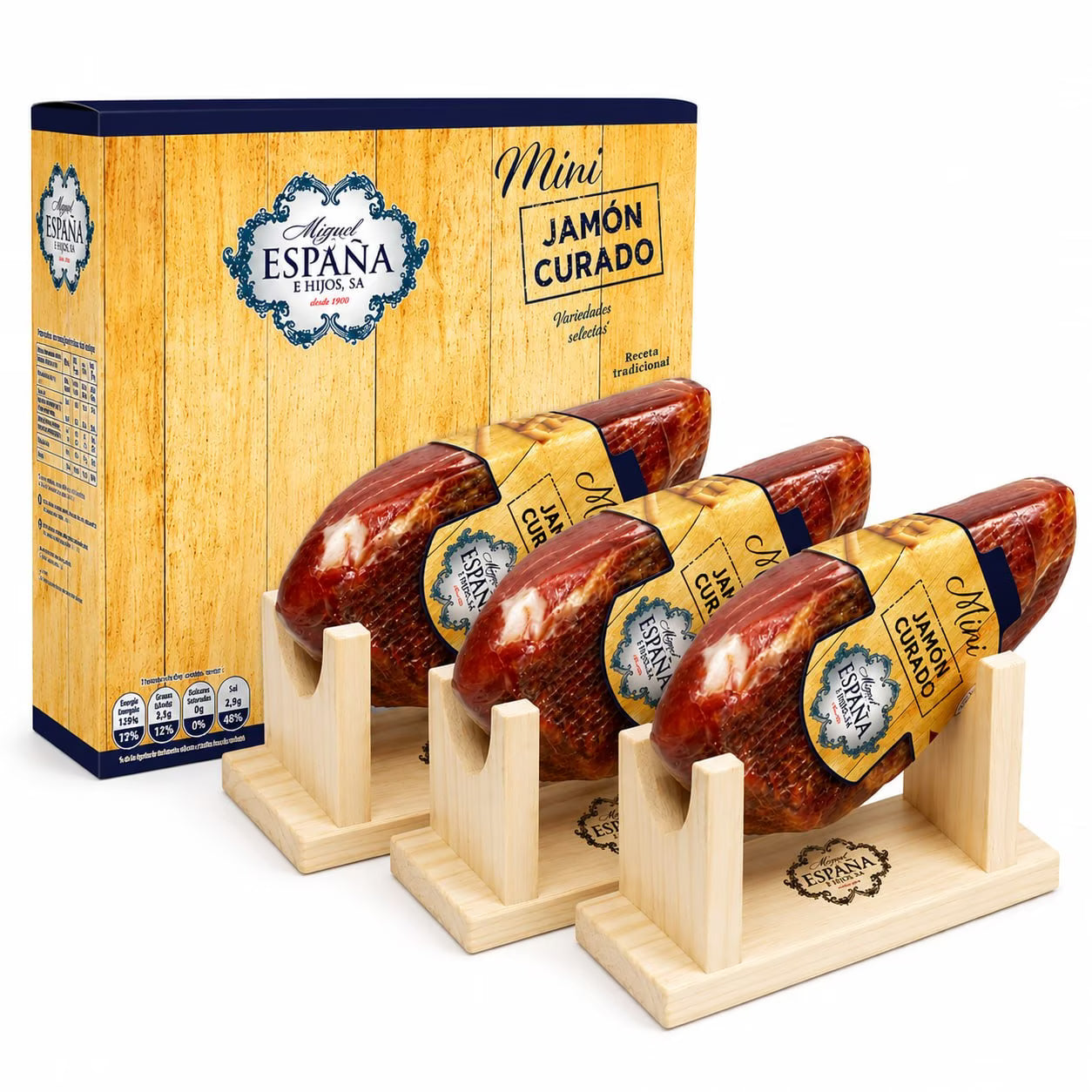 Kit Mini Jamón Curado Selección + Jamonero y Cuchillo