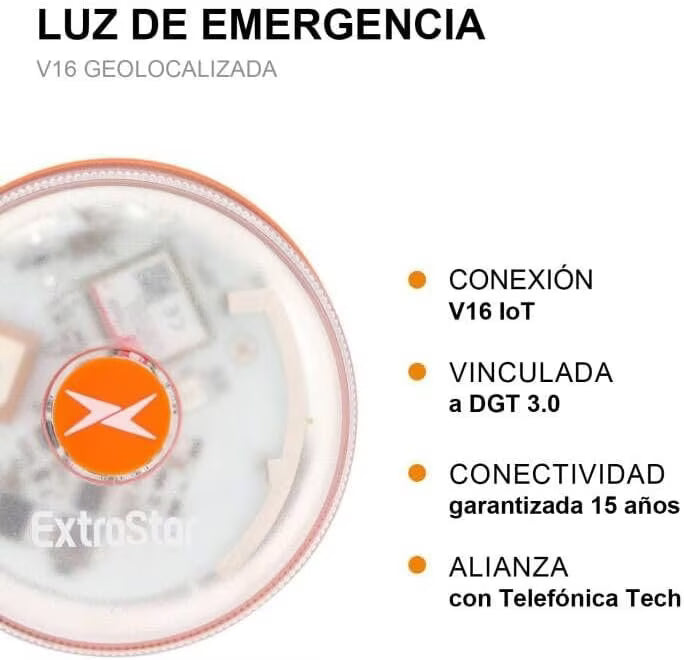 Baliza V16 Conectada Homologada por la DGT | Datos Incluidos hasta 2038, Luz Obligatoria de Emergencia 2026, Base Magnética e IP54