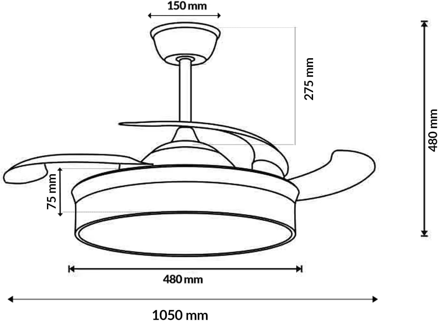 Ventilador de Techo Invisible LED con Mando a Distancia (6 Velocidades)