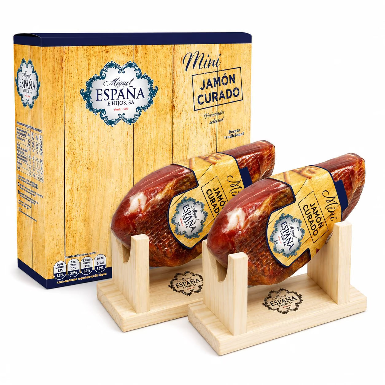 Kit Mini Jamón Curado Selección + Jamonero y Cuchillo