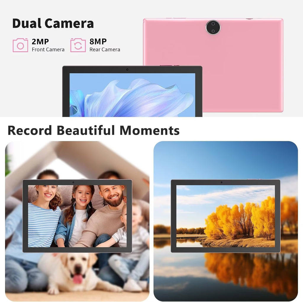 PRITOM tableta de 10,1″ con Android 16 – 16 GB de RAM y 64 GB de almacenaje, funda con teclado incluida, batería de 6000 mAh, doble configuración de cámaras, ideal para estudio y tareas diarias