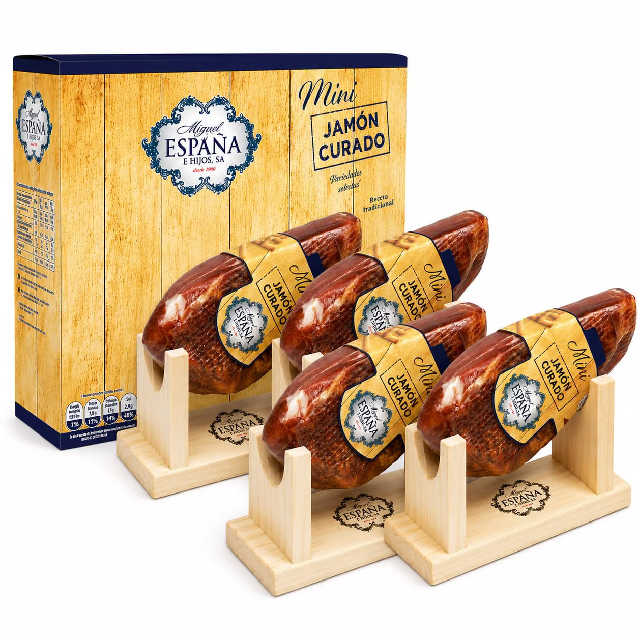 Kit Mini Jamón Curado Selección + Jamonero y Cuchillo